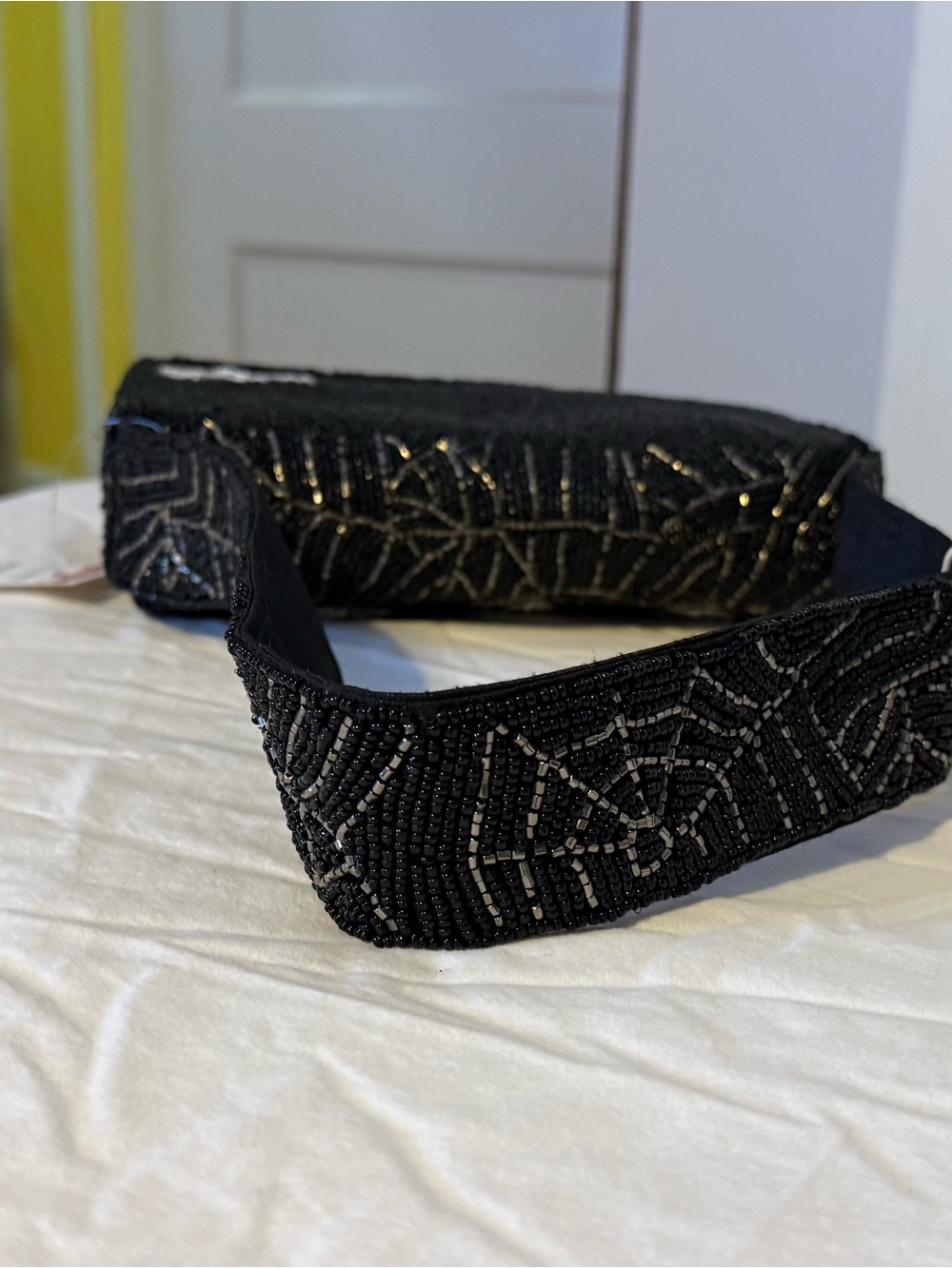Viral TJMAX Black Beaded Shoulder Bag with White Ghost Motif, Halloween fall NWT - Picture 10 of 12